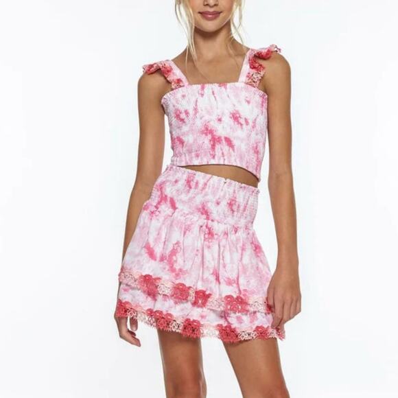 little peixoto Other - Little Peixoto Tie-Dye Smocked Ruffle Tiered Skirt Set with Lace Trim size 14
